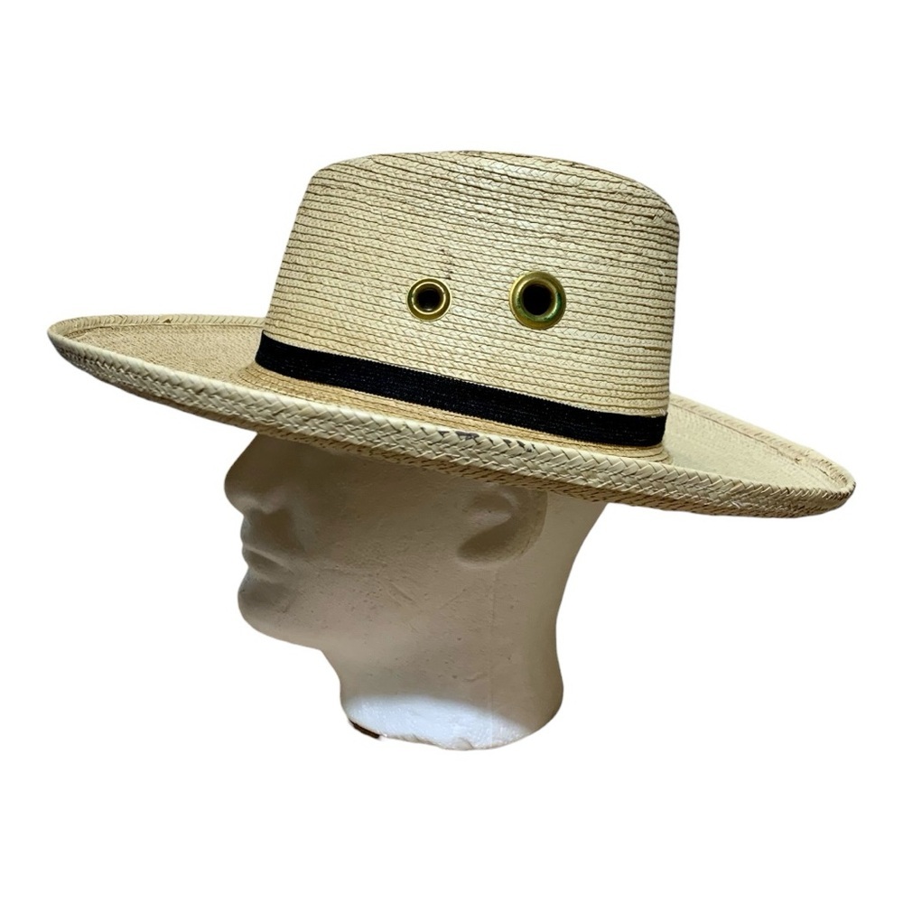 Vintage Handcrafted Palm Leaf Hat From Sun Body Houston Size 8 1/4